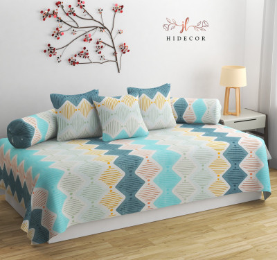 HIDECOR Cotton Abstract Diwan Set(Multicolor)