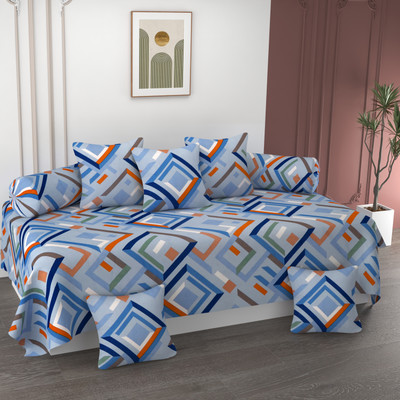 Amrange Polycotton Abstract Diwan Set(Multicolor)