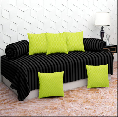 BROMWICK Cotton Checkered Diwan Set(Black)