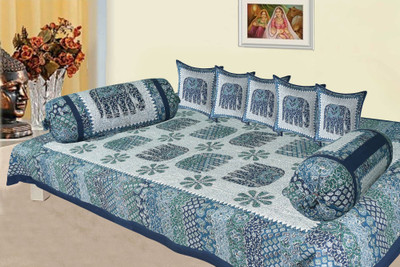 kamlesh Cotton Animal, Abstract Diwan Set(Multicolor)