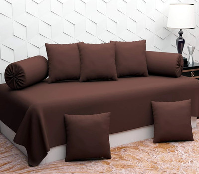 BEVI Polycotton Plain Diwan Set(Brown)