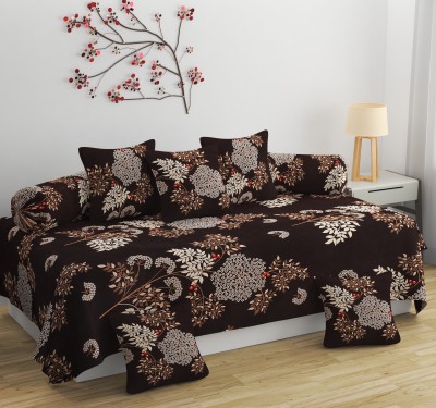 BROMWICK Cotton Floral Diwan Set(Brown)