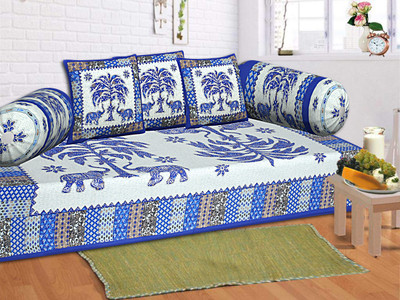Texstylers Cotton Animal Diwan Set(Blue)