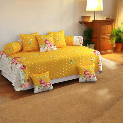 Flipkart SmartBuy Polycotton Polka Diwan Set(Yellow, White)