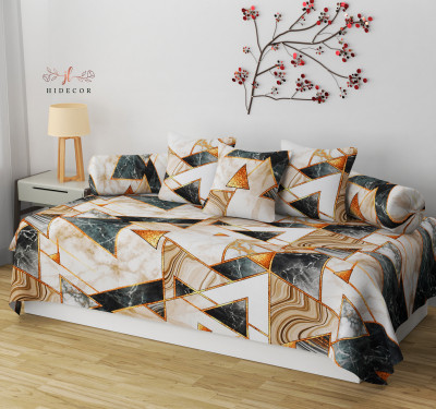 HIDECOR Cotton Geometric Diwan Set(Multicolor)