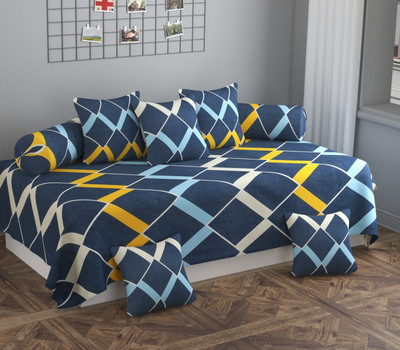 DWORTH Cotton Geometric Diwan Set(Blue)