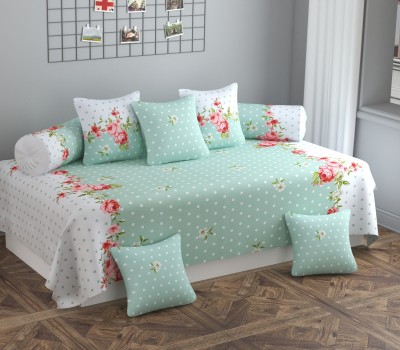 HIDECOR Polycotton Floral Diwan Set(Green)