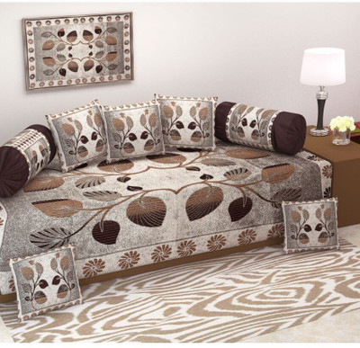 manvicreations Jacquard Abstract Diwan Set(Multicolor)