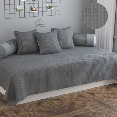 Flipkart SmartBuy Velvet Abstract Diwan Set(Grey)