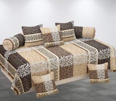 CLIDE Cotton Abstract Diwan Set(Multicolor)