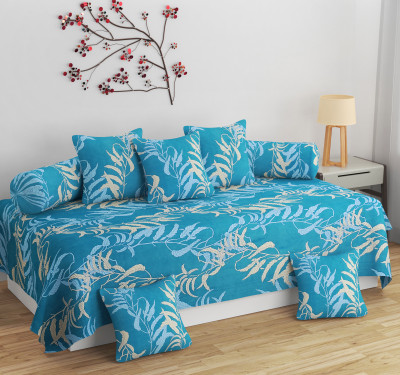 Homefab India Polycotton Floral Diwan Set(Blue)