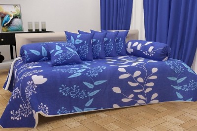 Rabhnoor Polycotton Floral Diwan Set(Blue)