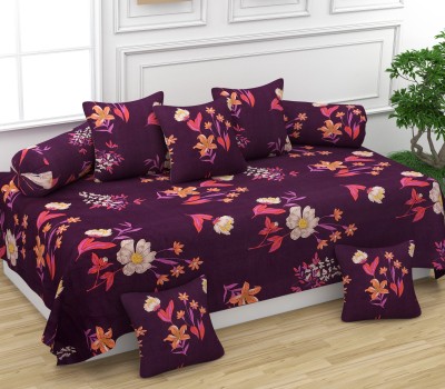NCS Cotton Floral Diwan Set(Purple)