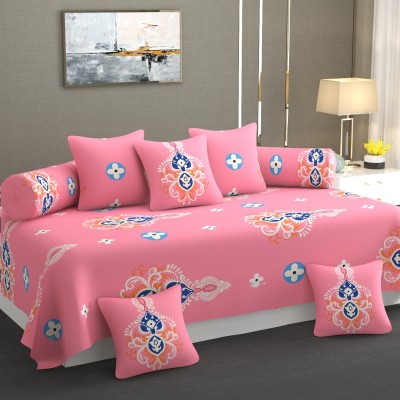 BHARAT TEX Polycotton Geometric Diwan Set(Pink)