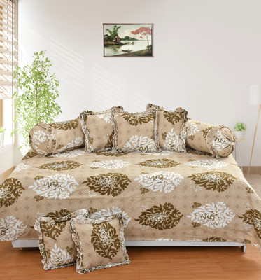 AK handloom Cotton Abstract Diwan Set(Beige)