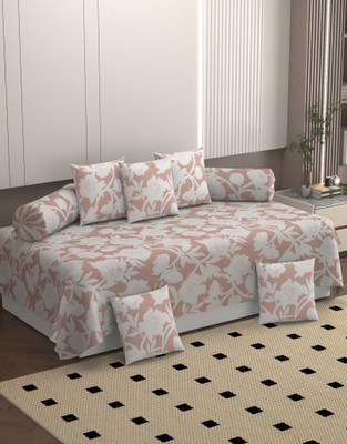 BROMWICK Polycotton Floral Diwan Set(Pink)