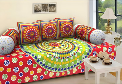 UrbanArts Cotton Abstract Diwan Set(Multicolor)