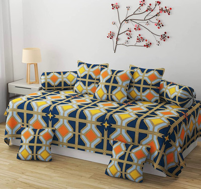 hargunz Polycotton Abstract Diwan Set(Multicolor)