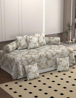 BROMWICK Polycotton Floral Diwan Set(Grey)