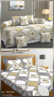 AJ fab Cotton Geometric Diwan Set(White)