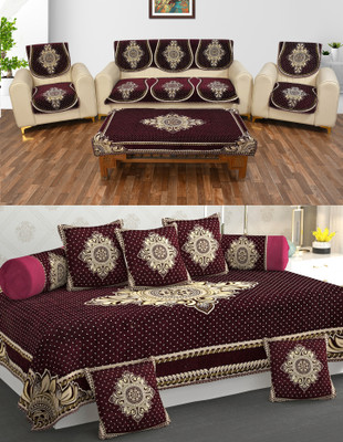 Multitex Chenille Abstract Diwan Set(Purple)