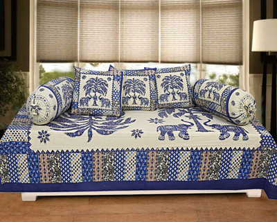 Go Texstylers Cotton Abstract Diwan Set(Multicolor)