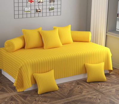 MallowWorld Satin Striped Diwan Set(Yellow)