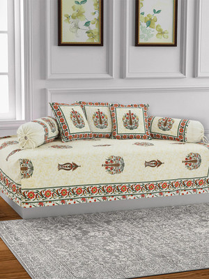 Glaze Cotton Floral Diwan Set(Multicolor)