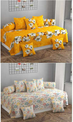 XMBUG Polycotton Floral Diwan Set(Multicolor)