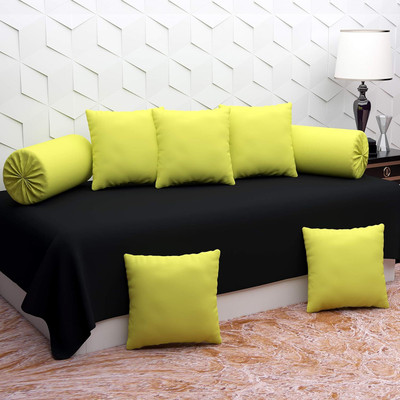 BEVI Polycotton Plain Diwan Set(Black)