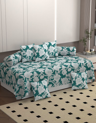 BROMWICK Polycotton Floral Diwan Set(Green)