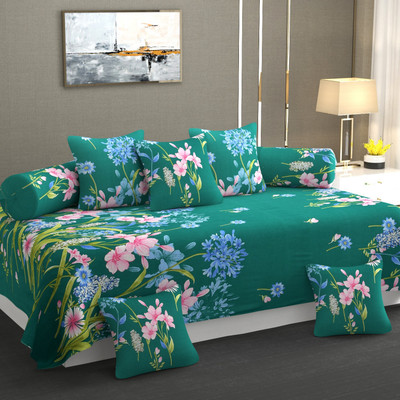NCS Cotton Floral Diwan Set(Multicolor)
