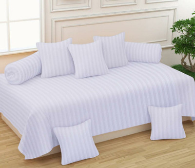 BELVOSTUM Polycotton Striped Diwan Set(Grey)