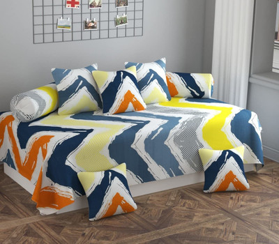 Amrange Polycotton Geometric Diwan Set(Multicolor)