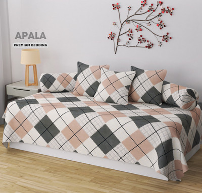 Apala Cotton Abstract Diwan Set(Brown, Multicolor)