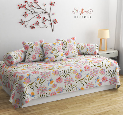 HIDECOR Cotton Abstract Diwan Set(Multicolor)