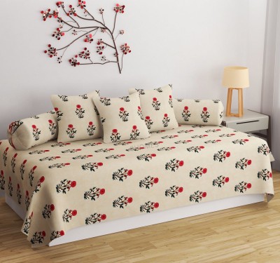 SHOMES Cotton Floral Diwan Set(Beige)