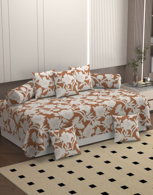 BELVOSTUM Polycotton Floral Diwan Set(Brown)