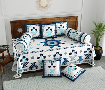 Blocks Of India Cotton Floral Diwan Set(Blue)