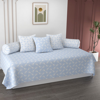 HIDECOR Cotton Abstract Diwan Set(Blue)