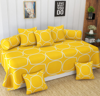 CASTIQA Polycotton Abstract Diwan Set(Yellow)