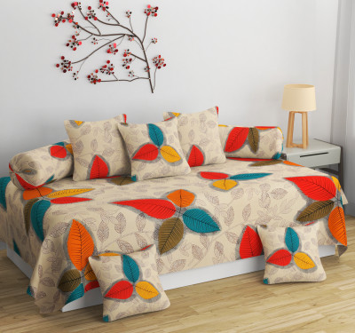 Udeek Polycotton Floral Diwan Set(Beige, Multicolor)