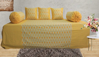 Dekor World Cotton Abstract Diwan Set(Yellow)