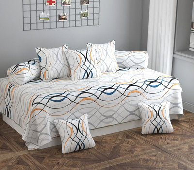 SHOMES Cotton Geometric Diwan Set(Multicolor)