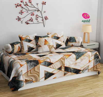 Apala Cotton Geometric Diwan Set(Multicolor)