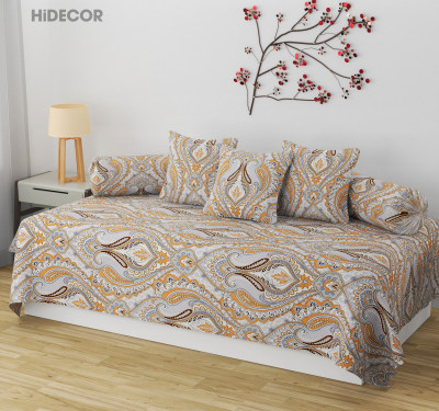 HIDECOR Cotton Abstract Diwan Set(Gold)