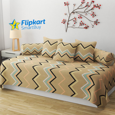 Flipkart SmartBuy Cotton Abstract Diwan Set(Brown)