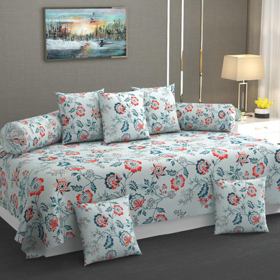 jyotaksh Cotton Floral Diwan Set(Grey)