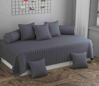 homester home Polyester Striped Diwan Set(Grey)