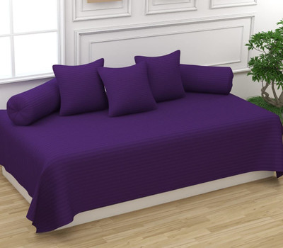 Trance Home Linen Cotton Plain Diwan Set(Purple)